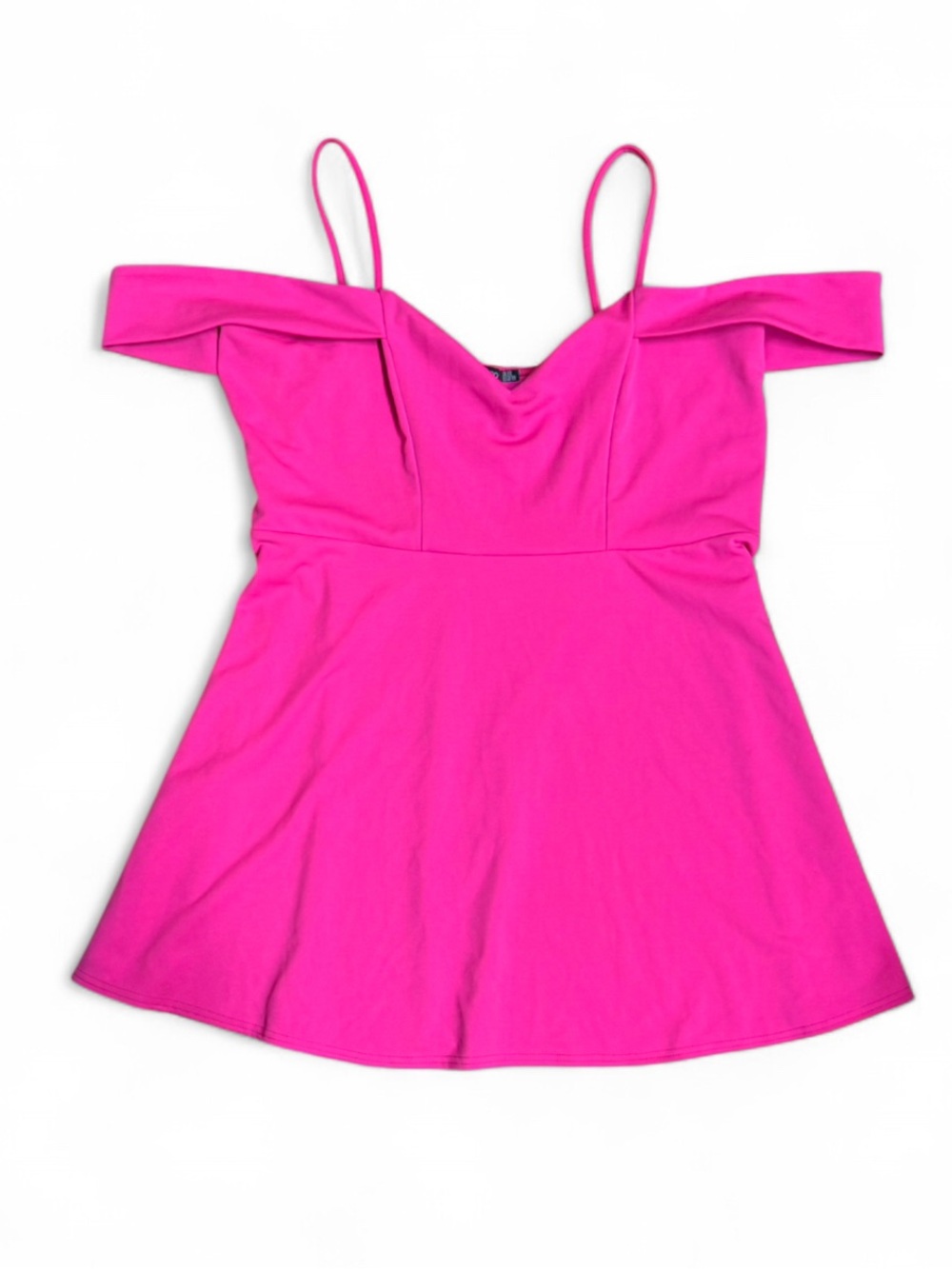 boohoo Hot Pink Cold Shoulder Dress Size US 24 Plus Cami Straps Sweetheart Neck